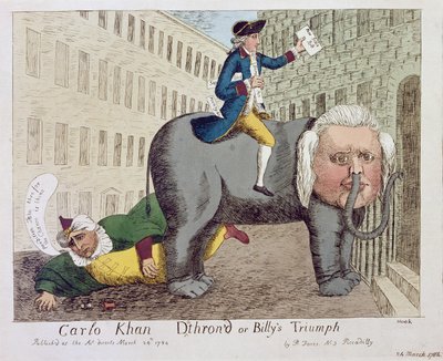 Carlo Khan détrôné ou le triomphe de Billy, Londres, 24 mars 1784 (gravure en couleur) - James Sayers